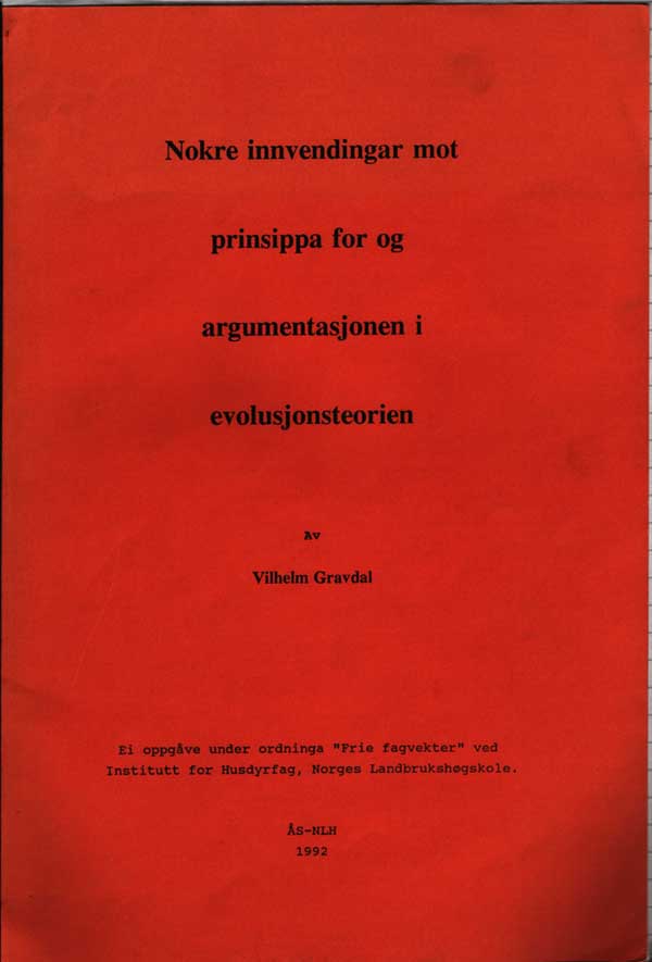 Nokre innvendingar mot prinsippa for og argumentasjonen i evolusjonsteorien